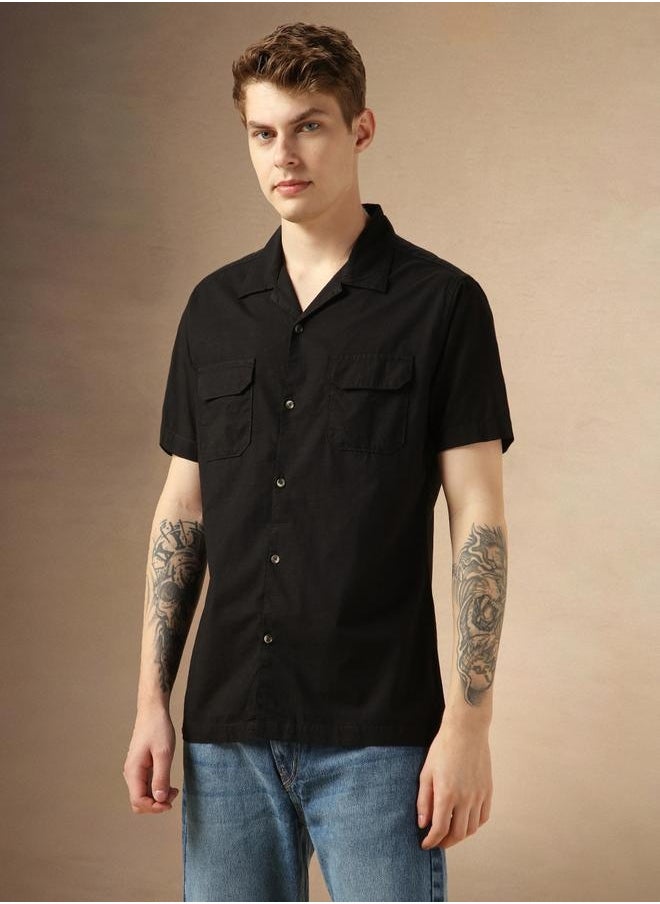 Dennis Lingo Relaxed Fit Black Cotton Casual Shirt Button Down Collar  - Image 3