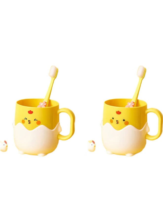 JAJALIN Children'S Mouthwash Cup, Toothbrush Cup, Thickened Shatterproof Cartoon Cute Baby Rinsing Cup, Yellow - Image 3