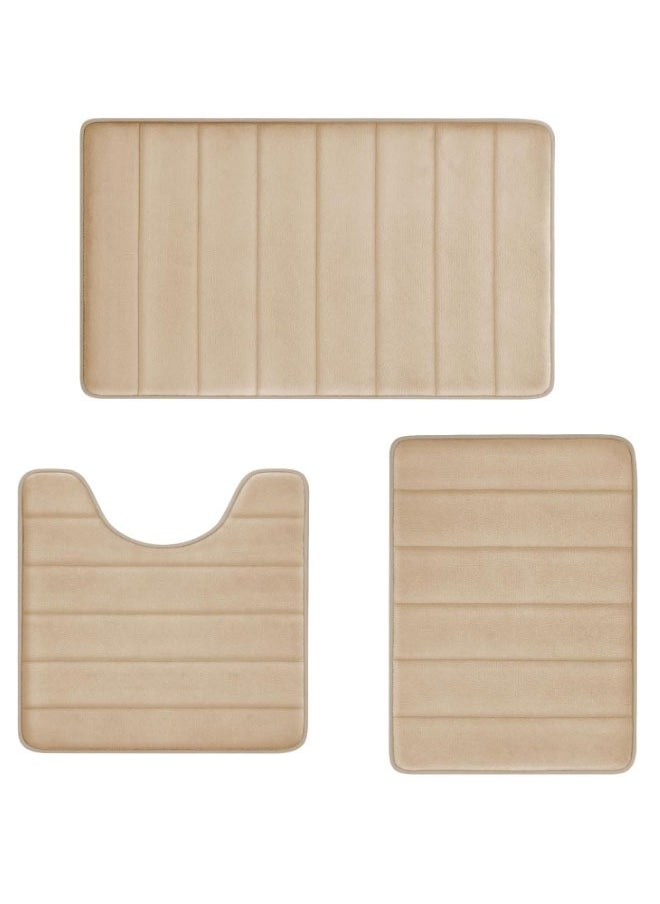Reelyo - Bathroom Mats Memory Foam Bath Rug Set 3 Piece Non-Slip Bath Mats, Absorbent Shaggy Rugs, Machine Wash, Perfect Plush Bathroom Rugs, BathCarpets Set,Bath Mats for Bathroom Home Decor Accessories - Image 1