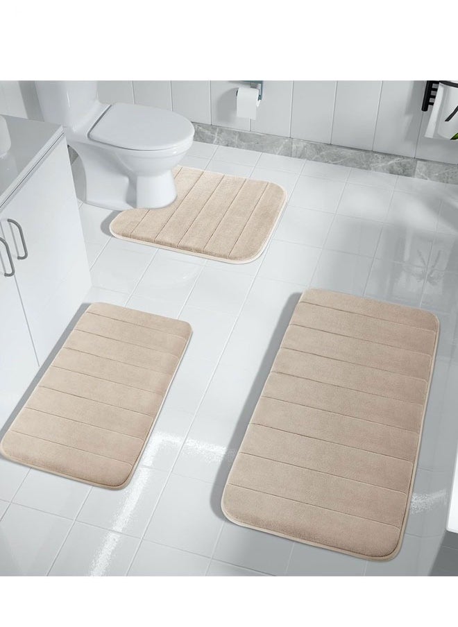 Reelyo - Bathroom Mats Memory Foam Bath Rug Set 3 Piece Non-Slip Bath Mats, Absorbent Shaggy Rugs, Machine Wash, Perfect Plush Bathroom Rugs, BathCarpets Set,Bath Mats for Bathroom Home Decor Accessories - Image 1