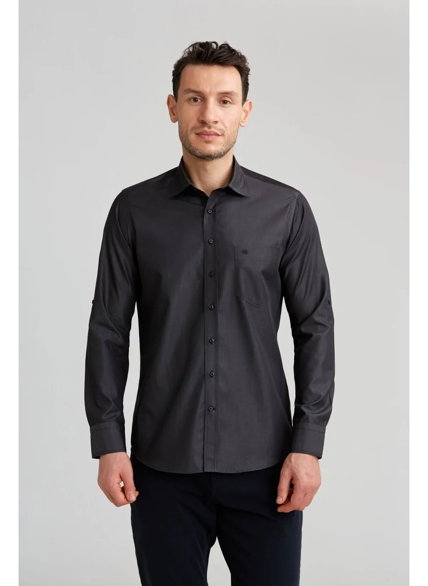 Bisse Epaulette Plain Shirt Anthracite GM23K232043_D58