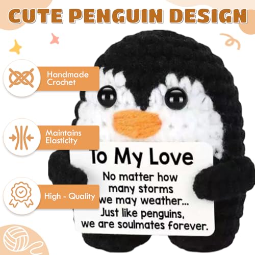 CoolShef Handmade Crochet Penguin Toy | Cute Desk Decor with to My Love Card | Romantic Emotional Support Crochet Doll | Perfect Love Gifts for Woman and Men - Image 3
