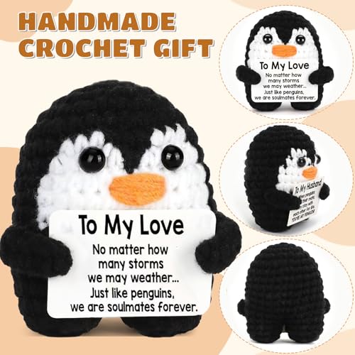 CoolShef Handmade Crochet Penguin Toy | Cute Desk Decor with to My Love Card | Romantic Emotional Support Crochet Doll | Perfect Love Gifts for Woman and Men - Image 5