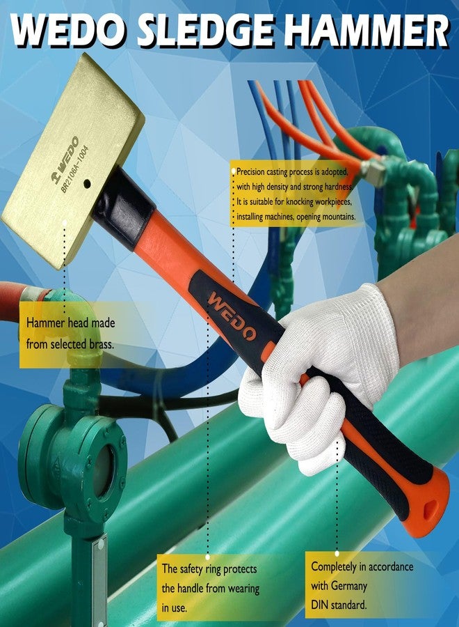 WEDO Brass Sledge Hammer 1lb, Double Face Brass Hammer with Fiberglass Handle,Strike Drilling Hammer, Club hammer, Crack Hammer, Brass Hammer, Die-Forged, Corrosion Resistant, 12" Length - Image 5