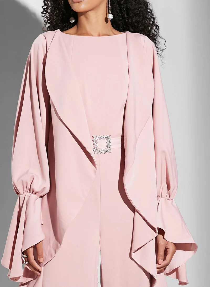 Namshi x Renee Farah Puff Sleeve Belted Jumpsuit