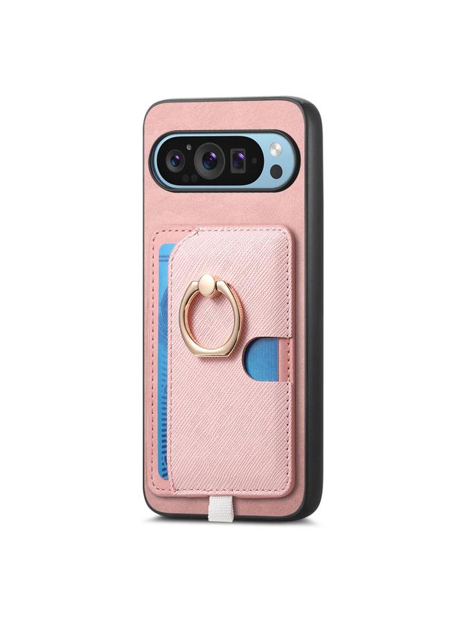 S-TOP Case For Google Pixel 9 / 9 Pro Retro Cross Leather Ring Side Insert Card Bag MagSafe Phone Case - Image 2