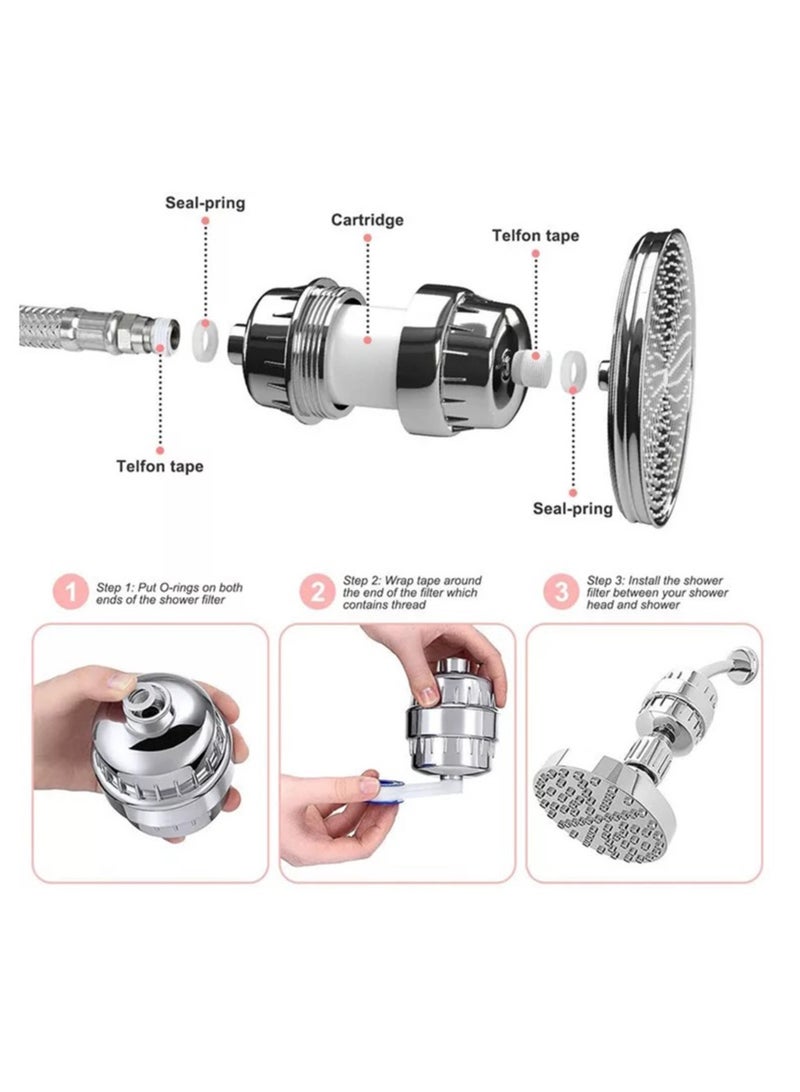 Shower Filter 15 Stage Shower Head Filter Chlorine Filter Hard Water Filter Water Softener Showerhead Filter Water Filter For Shower Head  - Image 5