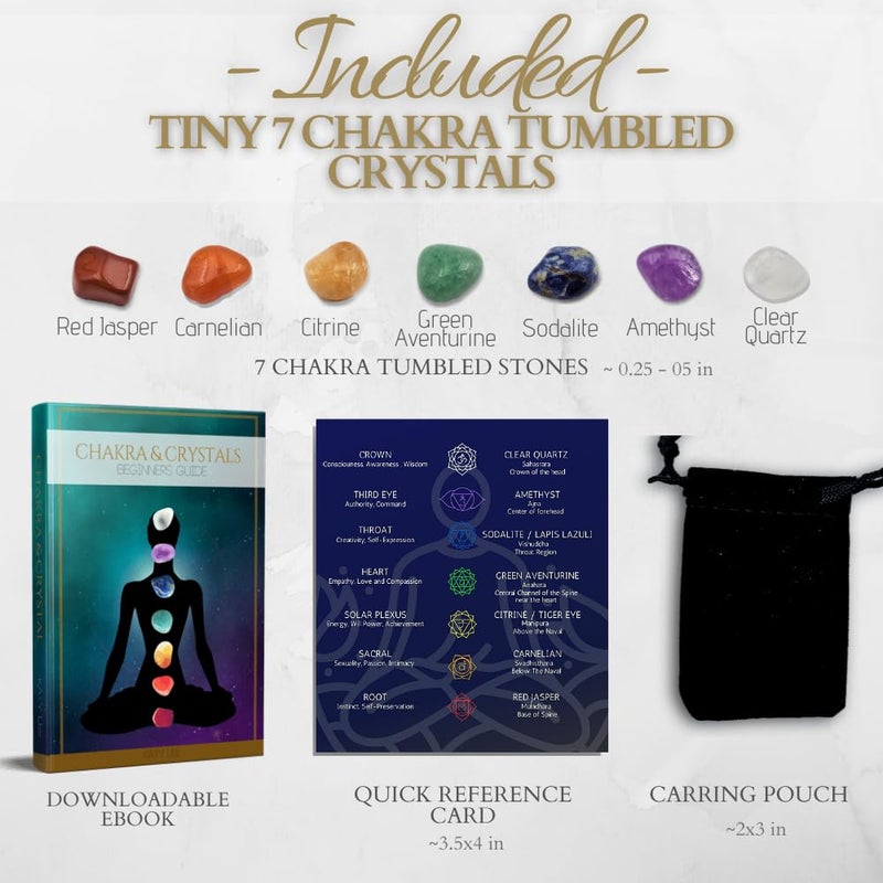 ZATNY Crystals and Healing Stones Premium Kit Velvet Pouch - 7 Chakra Stones Healing Crystals Set, Ebook, Gift (Tiny 7 Chakra Stones) - Image 5