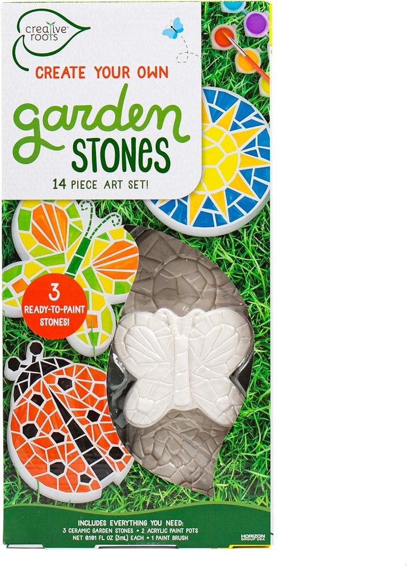 Creative Roots Paint Your Own Butterfly, Ladybug & Sun Stepping Stone by Horizon Group USA, 1 box of 3 count - Image 2