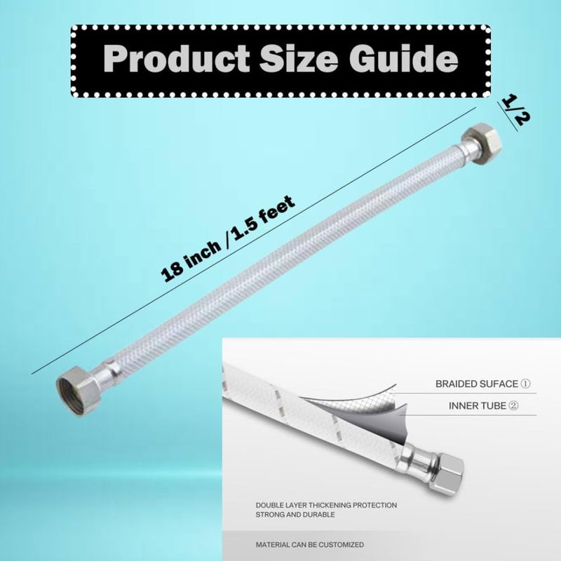 COSWARE 18" Inches PVC Flexible Connection Pipe Suitable for Water Heater Geysers, Countertop Faucets, Water Taps, Wash Basin, Kitchen Sinks & Toilet Flush (Pack of 2) (18 INCH) - Image 2