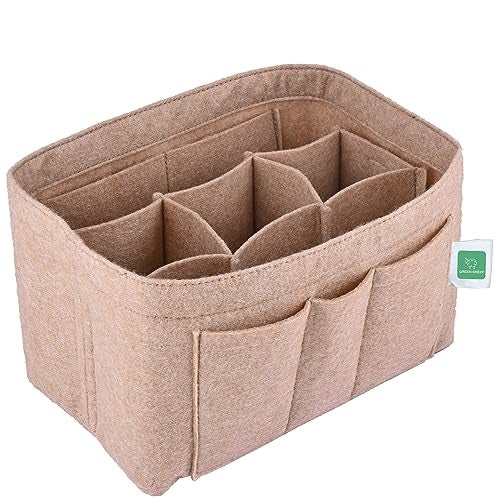 GREENSHEEP Women Felt Purse Organizer Storage Bag for Ladies Handbag Tote Bag Glasses Keys- (Beige, Small, 8.85x4.5x5.5 inch) - Image 1