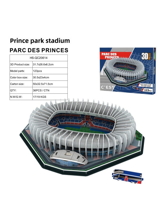 Educational Assembly Football Field Model Barca Real Madrid World Cup Diy 3d Puzzle Toy Handmade Gift-Color:Prince Park Stadium - Image 1