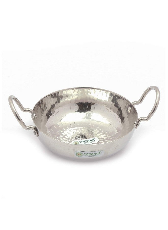 coconut Stainless Steel Hammered Kadai/3MM Hammered Kadai/Cookware for Kithchen Essentials - 1 Unit - Capacity - 500ML, Color - Silver - Dimension - 17 Cms - Image 4