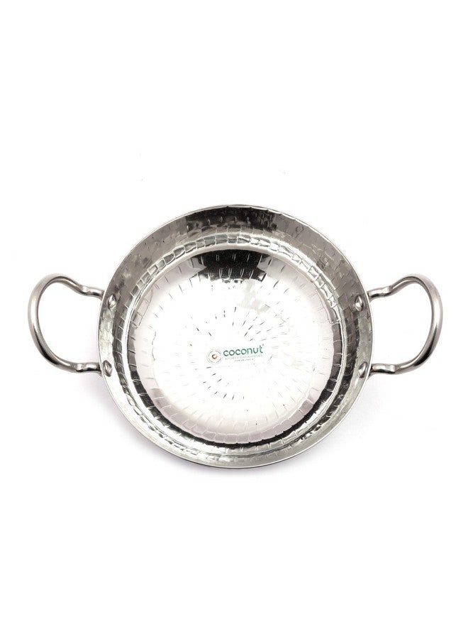 coconut Stainless Steel Hammered Kadai/3MM Hammered Kadai/Cookware for Kithchen Essentials - 1 Unit - Capacity - 500ML, Color - Silver - Dimension - 17 Cms - Image 3