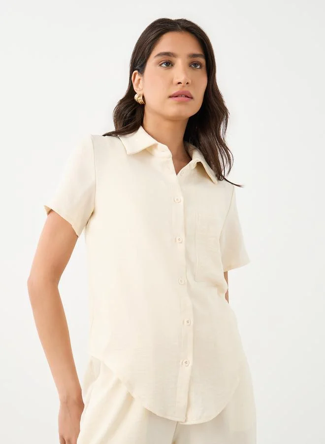 Take Two  Cream Solid Shirt and Straight Leg Pants Co-Ords for Women | Best Price UAE