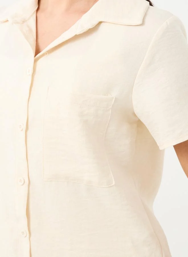 Take Two  Cream Solid Shirt and Straight Leg Pants Co-Ords for Women | Best Price UAE