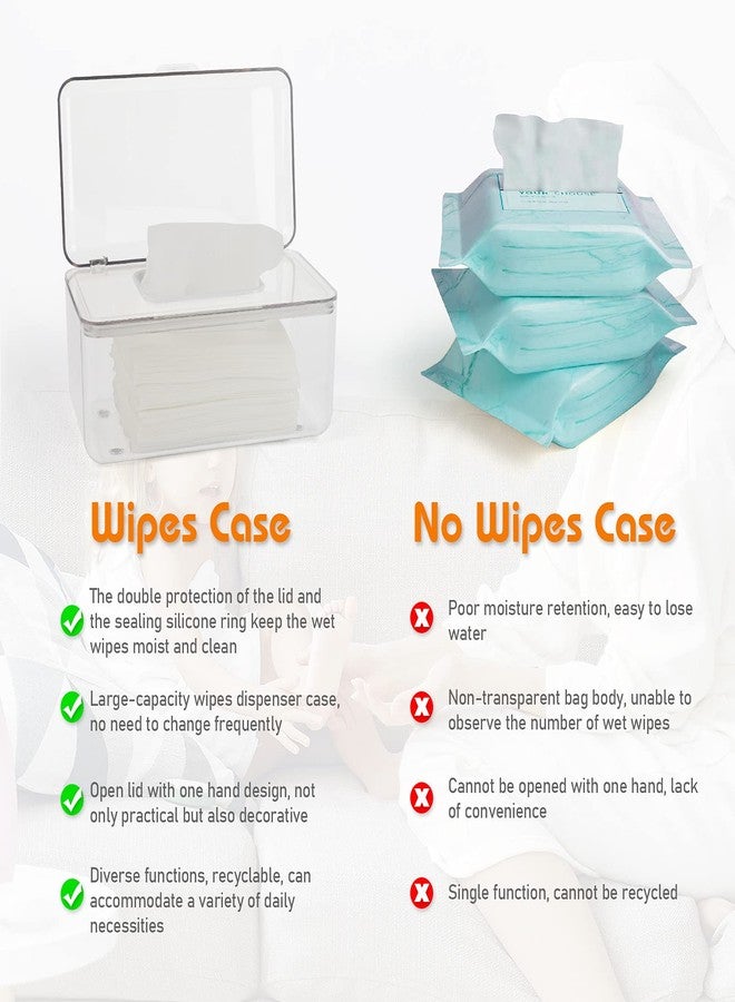 Flenpptly Baby Wipes Dispenser, Large Capacity Baby Wipes Holder Wipes Container Case, Keep Wipes Fresh & Easy to Open (Transparent) - Image 4