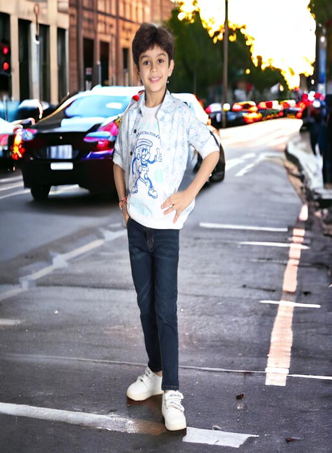 CHOiCE Kids' Ensemble (Dress Shirt and Tee) for 5-Year-Olds - 2024 Summer Range - Gentle Materials and Lively Hues for a Chic and Cozy Appearance, Available in 🌈 CHOICE - Image 2