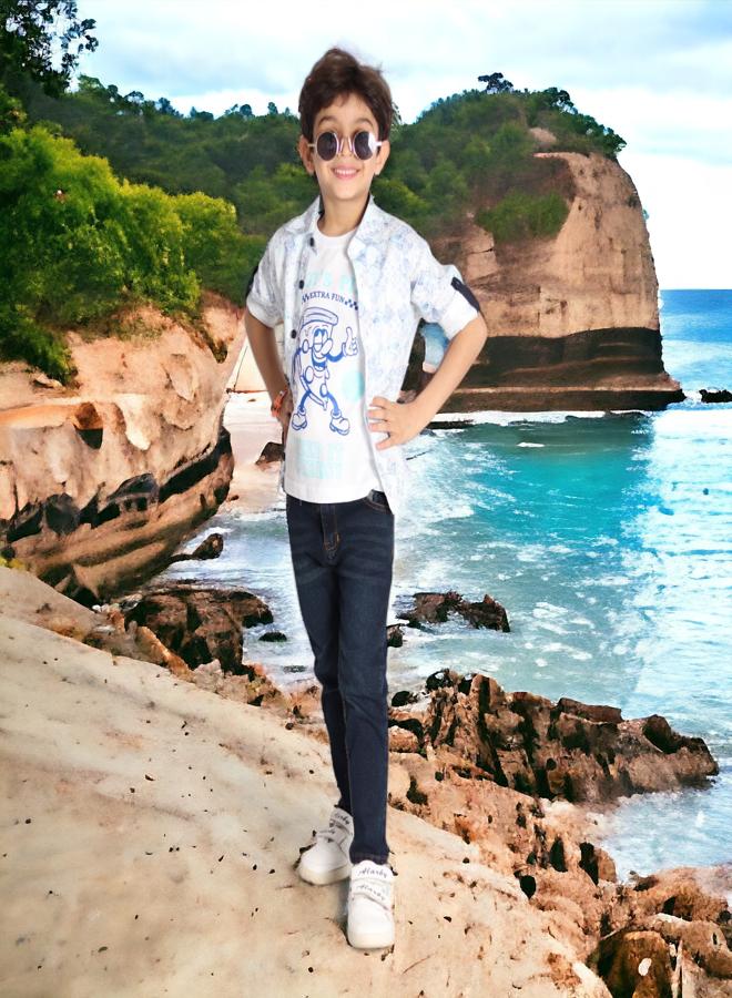 CHOiCE Kids' Ensemble (Dress Shirt and Tee) for 5-Year-Olds - 2024 Summer Range - Gentle Materials and Lively Hues for a Chic and Cozy Appearance, Available in 🌈 CHOICE - Image 4