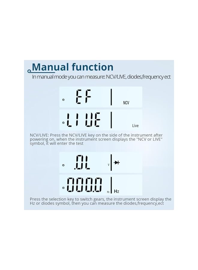 PROMASS Multimeter AC/DC Voltage Tester, 6000 Counts Pen Type Professional Current Meter, Non-Contact Electricians Voltmeter Tester for AC/DC Voltage, Live Wire, Resistance, Continuity and Diode Tests - Image 5