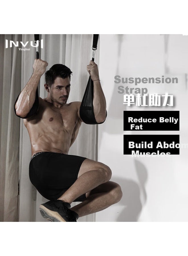 INVUI Invui Ab Roller With Ab Sling Straps Hanging Leg Raise Straps Home Fitness Pull Up Bar Abdominal Training Sling Suspension Straps  - Image 1