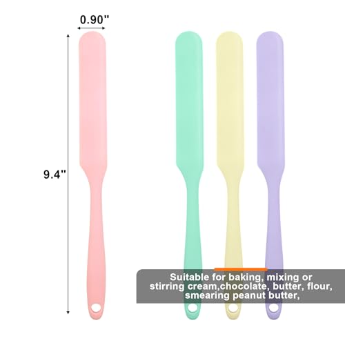 CATOSUM 4 Pcs Silicone Jar Spatulas, Non-Stick Heat Resistant Cake Cream Spatulas Set, 9.8 inch Cake Cream Butter Spatulas(4 colors） - Image 2