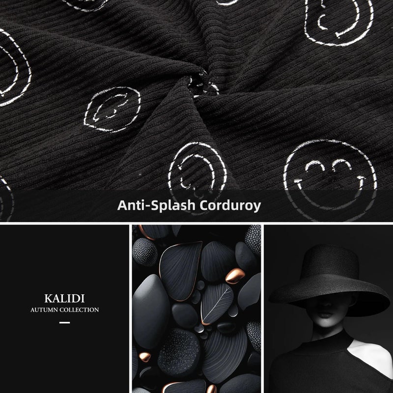 KALIDI Corduroy Tote Bag, Large Messenger Bag Shoulder Hobo Crossbody Zipper Bag Casual Work Shopping Women Black - Image 3