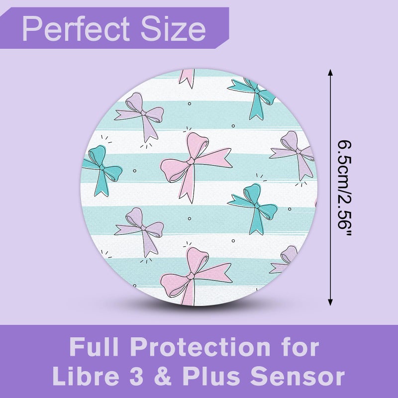 iFunyo 30 Pack Libre 3 sensors Covers,Waterproof & Sweatproof Fabric CGM Patches for Libre 3 & Plus,Latex-Free & Hypoallergenic Last for 15 Days,Bow Ties - Image 3
