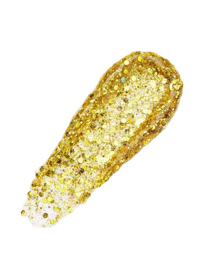 Go Ho Gold Face Body Glitter Gelsinger Concerts Glitter Makeupholographic Long Lasting Chunky Sequins Glitters For Eye Lip Hair Nailsfestival Rave Accessories For Face Gems02 Gold Glitter 52G - Image 3