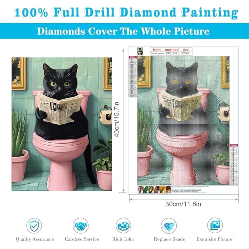ARPADAMO cat Diamond Art Kits for Adults,5D Diamond Painting DIY Black Cat Diamond Art Diamond Painting Kits for Adult,Round Full Drill Diamonds, Diamond Art Kits for Home Decor-12x16inch - Image 4