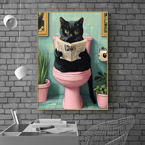 ARPADAMO cat Diamond Art Kits for Adults,5D Diamond Painting DIY Black Cat Diamond Art Diamond Painting Kits for Adult,Round Full Drill Diamonds, Diamond Art Kits for Home Decor-12x16inch - Image 2