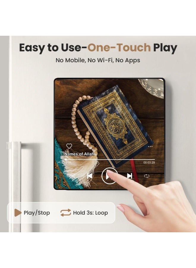 أنغولا باندا مكبر صوت مغناطيس للقرآن الكريم للثلاجة - مشغل سورة محمل مسبقا مع تلاوات إسلامية ، مغناطيسي محمول ، USB-C قابل لإعادة الشحن ، تحكم باللمس ، هدايا رمضان والعيد ، هدايا إسلامية (سورة البقرة) - Image 2