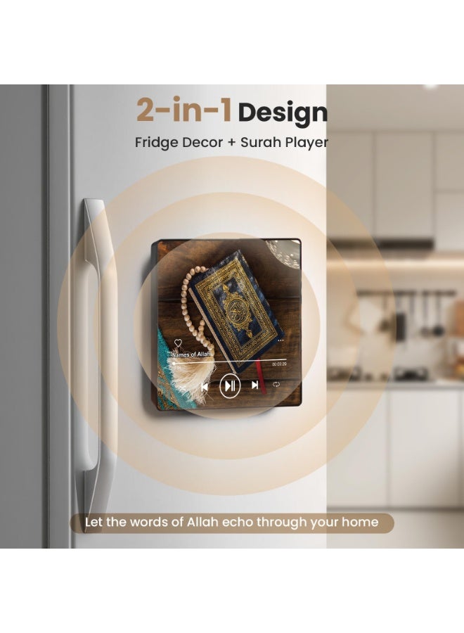 أنغولا باندا مكبر صوت مغناطيس للقرآن الكريم للثلاجة - مشغل سورة محمل مسبقا مع تلاوات إسلامية ، مغناطيسي محمول ، USB-C قابل لإعادة الشحن ، تحكم باللمس ، هدايا رمضان والعيد ، هدايا إسلامية (سورة البقرة) - Image 3