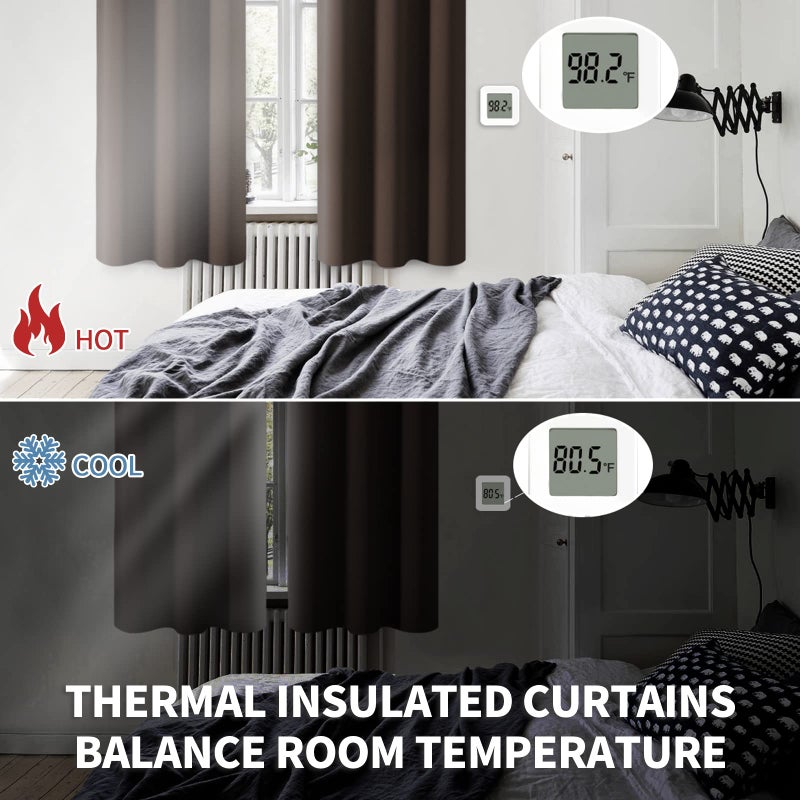 BGment Brown Blackout Curtains 63 Inches Long for Bedroom - Thermal Insulated Window Drapes with Rod Pocket Room Darkening for Living Room, 42 x 63 Inch, 2 Panels - Image 3