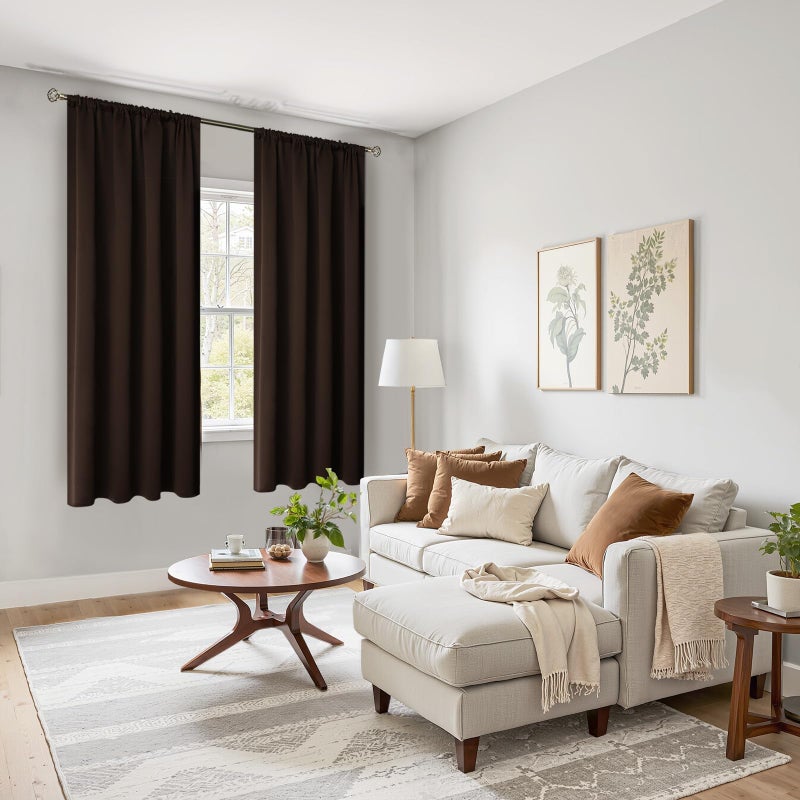 BGment Brown Blackout Curtains 63 Inches Long for Bedroom - Thermal Insulated Window Drapes with Rod Pocket Room Darkening for Living Room, 42 x 63 Inch, 2 Panels - Image 4