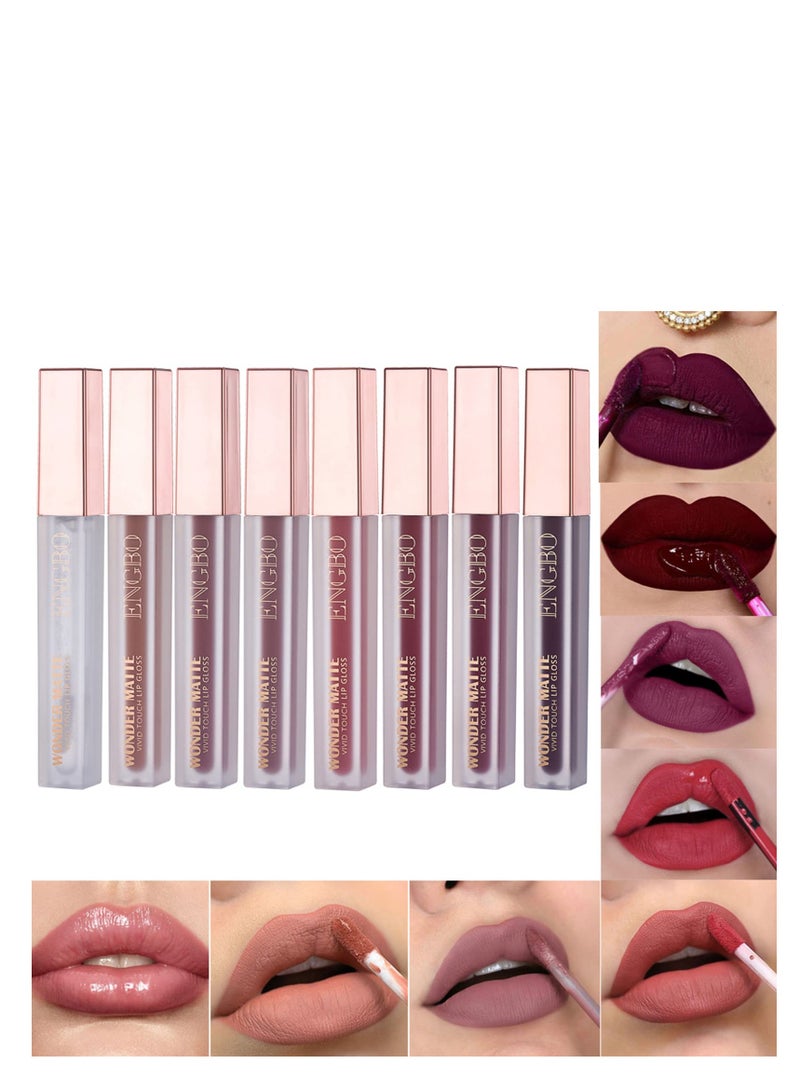 SYOSI 8 Colors Matte Liquid Lipstick Nude Set, Lip Glosses For Shiny & Plump Lips, Long-Lasting Waterproof Non-Stick Cup Not Fade Velvet Matte Lip Gloss Lipstick Set Gift For Women/Girl - Image 3