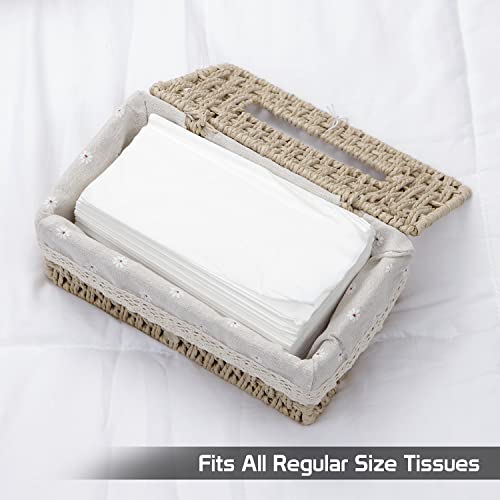 HOKIPO Handwoven Eco-friendly Paper Weave Tissue Paper Holder, Beige (AR-3897-BGE) - Image 4