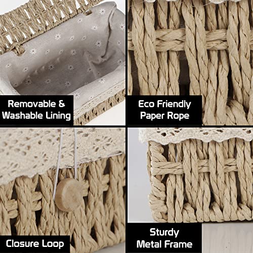 HOKIPO Handwoven Eco-friendly Paper Weave Tissue Paper Holder, Beige (AR-3897-BGE) - Image 3
