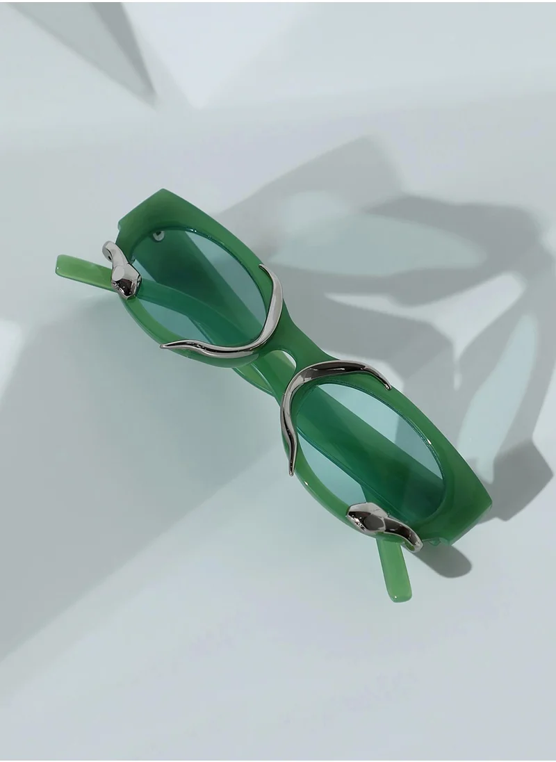 Haute Sauce The Serpent Oval Sunglasses - Kelly Green