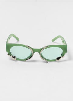 Haute Sauce The Serpent Oval Sunglasses - Kelly Green  - Image 4