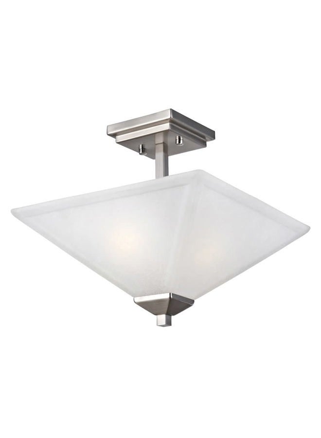 Design House 587824 تورينو تقليدي 2-ضوئي داخلي قابل للتعتيم مع زجاج ثلجي لغرفة النوم والممر والمطبخ وغرفة الطعام، نيكيل ساتان - Image 1