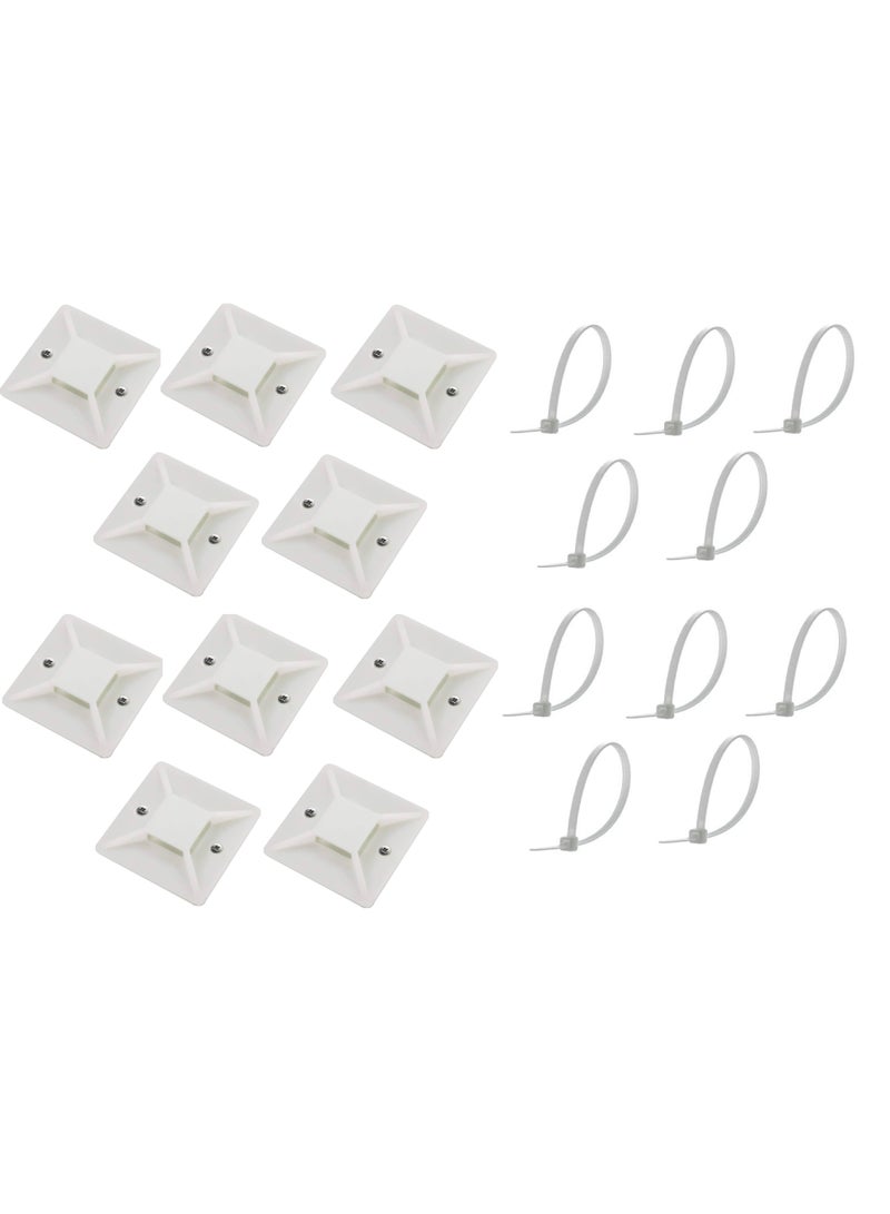 Cable Tie Bases 25mm x 25mm 10pcs + Nylon Cable Ties 10pcs 300mm - Image 2