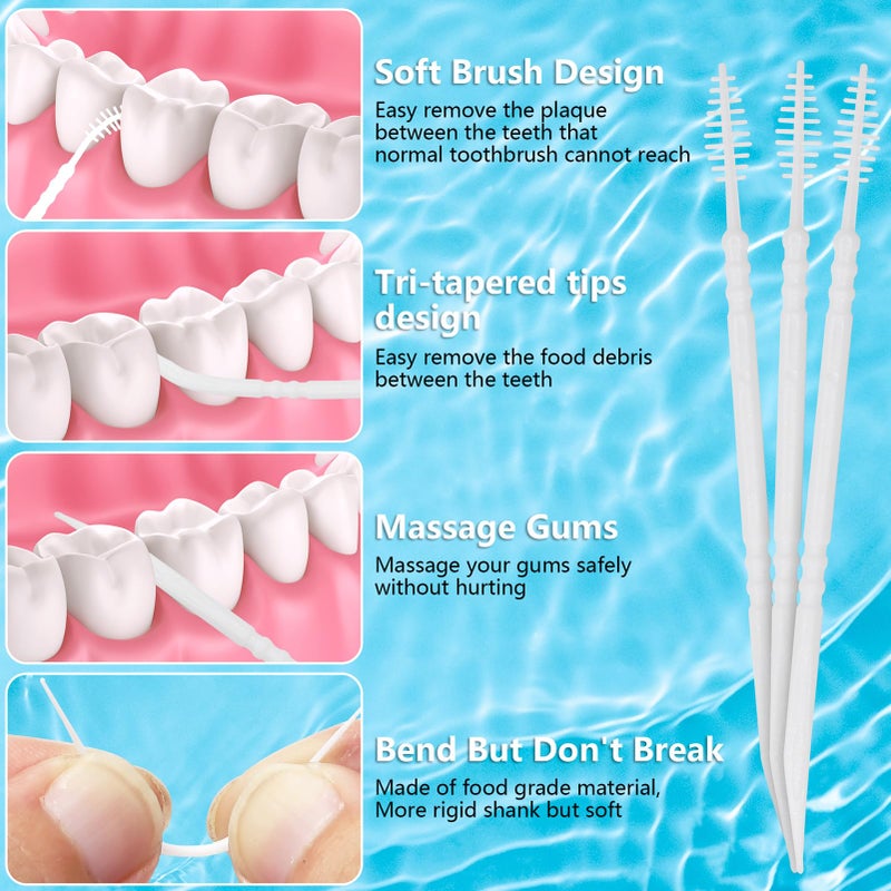 DanTicy Brushpicks Interdental Toothpicks,Soft Bristle Dental Floss Picks Toothpicks,Helps Removes Plaque and Debris Between Your Teeth 300PCS (Pack of 1) - Image 5