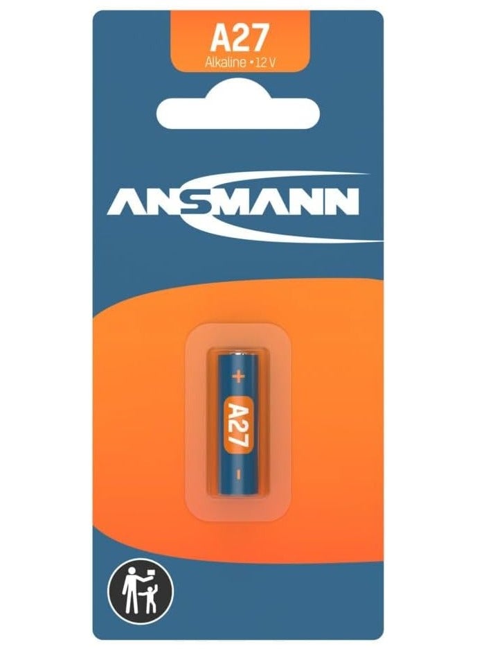 ANSMANN A27/LR27 12V Alkaline Battery Alarm Remote Watches Calculators Long Last Blister Pack  - Image 1