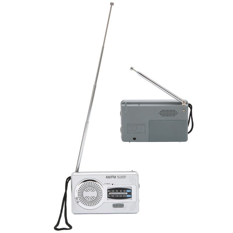 Pocket AM FM Radio - 2 AA Battery Powered Portable Durable ABS Material Mini Radio for Camping Travel - Timeless Elegant Gift for Elderly Parents Grandparents - Image 3