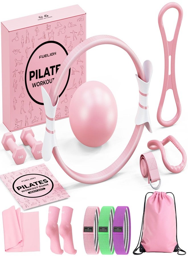 Fuelion Pilates Ring Set for Women, Home Workout Pilates Equipment with Resistance Bands, 14'' Magic Circle, Mini Ball, Pilates Starter Kit for Strength, Toning and Flexibility, Workout Guide Included - Image 1