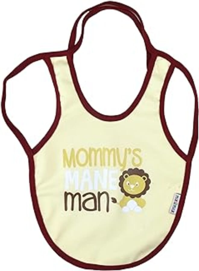Mix and Max Mix&Max Cotton Bib Printed Lion For Boys-Yellow&Dark Red