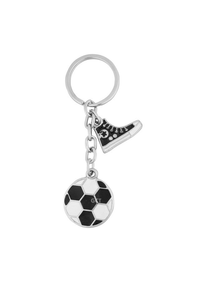 GCT Football Sneaker Shoes with Ball Soccer Sports (KC-2) Black Metal Keychain for Car Bike Men Keys - Image 1