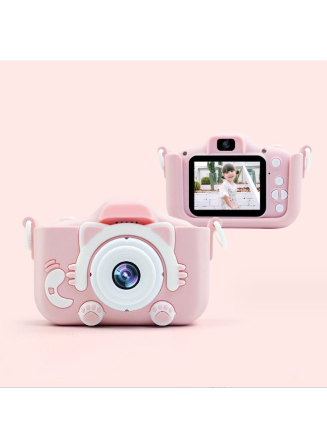 Generic X5 Children Digital Camera 2000W Pixels Children Mini Camera Toy Cartoon IPS Screen Gift-Body Color:X5S Pink (HD Double Photograph) No Card  - Image 1