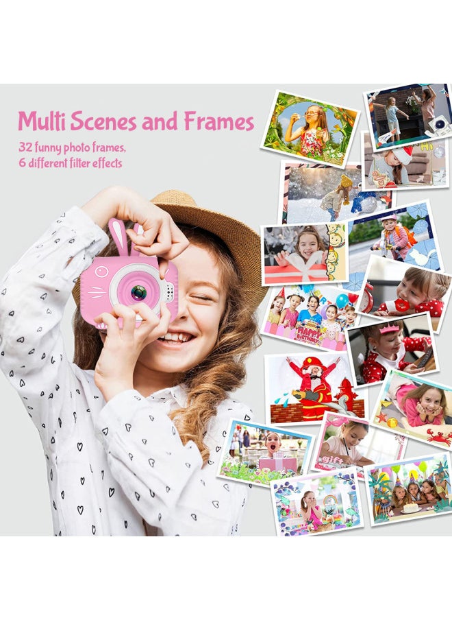 Generic X5 Children Digital Camera 2000W Pixels Children Mini Camera Toy Cartoon IPS Screen Gift-Body Color:X5S Pink (HD Double Photograph) No Card  - Image 4